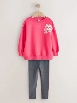 Next Bagel rouge/anthracite - Ensemble Sweat-shirt et Leggings (3-16ans) Outlet