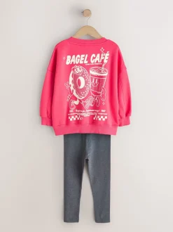 Next Bagel rouge/anthracite - Ensemble Sweat-shirt et Leggings (3-16ans) Outlet