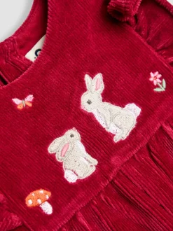 Jojo Maman Bébé Baie motif lapin - Ensemble salopette et haut en velours appliqué Clearance