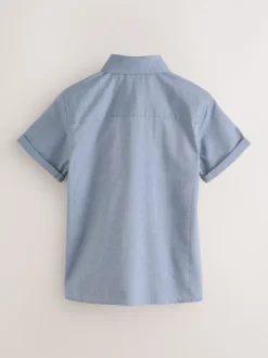 Baker by Ted Baker Chemise Bleu à Manches courtes avec Nœud Cravate Best