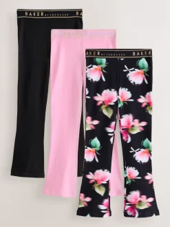 Baker by Ted Baker lot de 3 leggings évasés noir/rose Clearance
