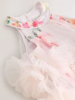 Baker by Ted Baker Robe dos nu rose 3D duveteuse en maille à volants Sale