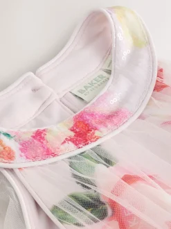 Baker by Ted Baker Robe dos nu rose 3D duveteuse en maille à volants Sale