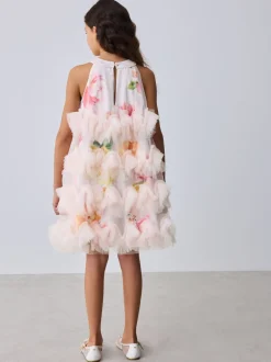 Baker by Ted Baker Robe dos nu rose 3D duveteuse en maille à volants Sale
