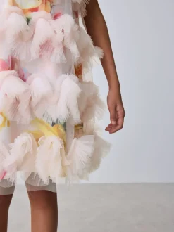 Baker by Ted Baker Robe dos nu rose 3D duveteuse en maille à volants Sale