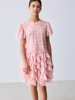 Baker by Ted Baker Rose 2 Pieces avec haut en maille à Sequins et jupe à volants Clearance