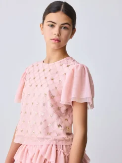 Baker by Ted Baker Rose 2 Pieces avec haut en maille à Sequins et jupe à volants Clearance