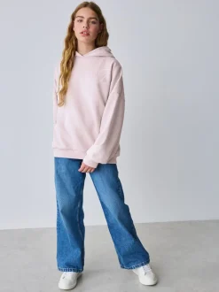 Baker by Ted Baker Sweat-shirt à capuche rose/blanc oversize en Satin appliqué au dos Imprimé Discount