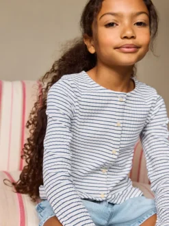 Next - Cardigan côtelé à manches longues (3-16ans) Bande blanche Outlet