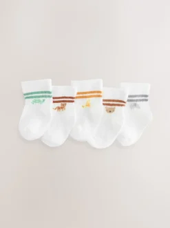 Next Bande blanche - Lot de 5 chaussettes pour bébé (0mois-2ans) Clearance