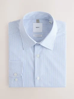 Next Bande blanche/bleue - Chemise habillée à manches longues riche en coton Outlet