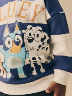 Next Bande blanche/bleue - Sweat-shirt Bluey en coton à col rond (12mois -8ans) Hot