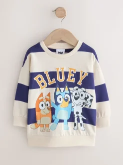 Next Bande blanche/bleue - Sweat-shirt Bluey en coton à col rond (12mois -8ans) Hot