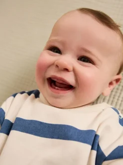 Next - Barboteuse en molleton bébé (0mois à3ans) Bande bleue Clearance