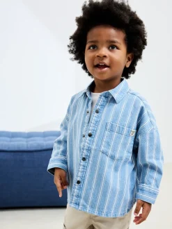 Next Bande bleue - Chemise en Denim à Manches longues (3mois-7ans) Outlet