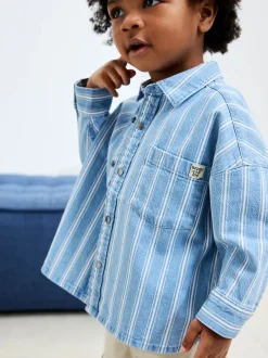 Next Bande bleue - Chemise en Denim à Manches longues (3mois-7ans) Outlet