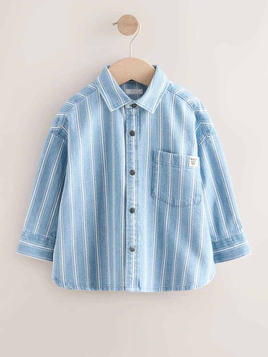 Next Bande bleue - Chemise en Denim à Manches longues (3mois-7ans) Outlet