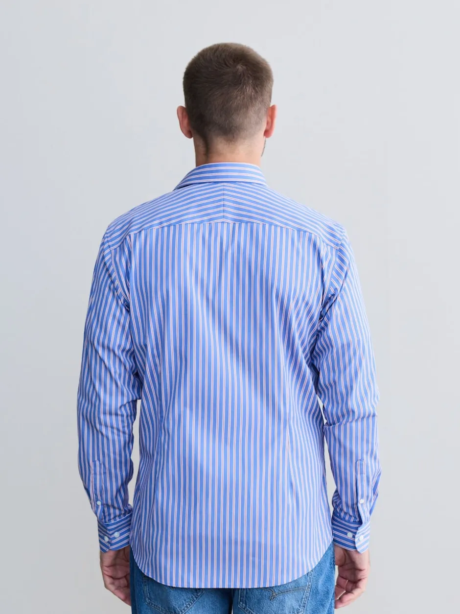 Next Bande bleue - Chemise Signature à manchette simple 100% coton Outlet