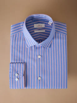 Next Bande bleue - Chemise Signature à manchette simple 100% coton Outlet