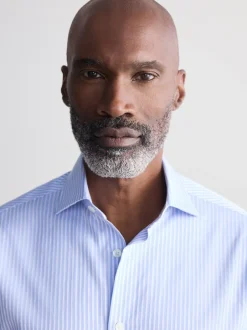 Next Bande bleue - Coupe ajustée  Signature Chemises de nuit en coton Pima texturé avec col découpé Sale