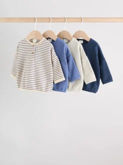 Next Bande bleue - Lot de 4 t-shirts à manches longues bébé (0mois2ans) Outlet