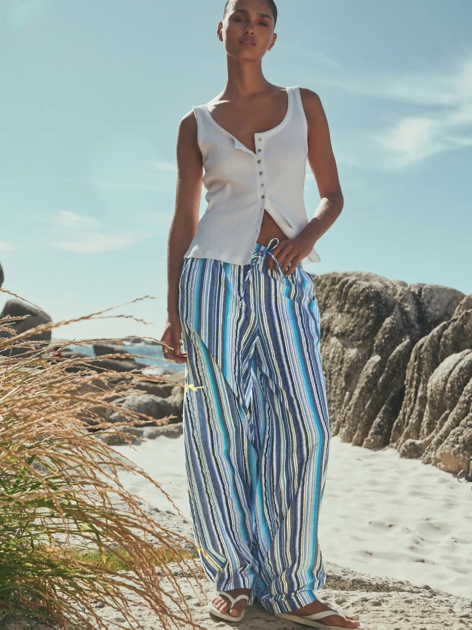 Next Bande bleue - Pantalon large à enfiler Online