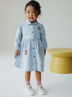 Next Bande bleue - Robe en coton à manches longues (3mois8ans) Sale