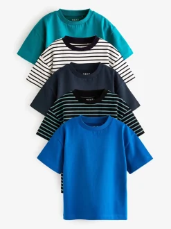 Next - T-shirt Manches courtes 5 Pack (3mois-7ans) Bande bleue