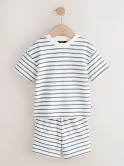 Next Bande bleue/blanche - Ensemble t-shirt et short à manches courtes Lot de 2 (3mois7ans) Best