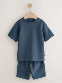 Next Bande bleue/blanche - Ensemble t-shirt et short à manches courtes Lot de 2 (3mois7ans) Best