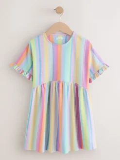 Next Bande d'arc-en-ciel - Manches courtes Jersey Robe (3-16yrs) Clearance