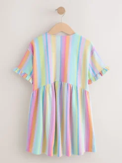 Next Bande d'arc-en-ciel - Manches courtes Jersey Robe (3-16yrs) Clearance
