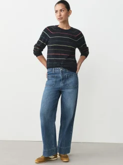 Next - Pull col rond riche en coton au toucher doux Bande d'arc-en-ciel Hot