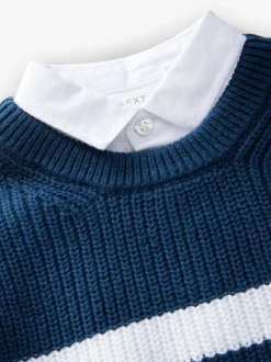 Next Bande marine - Chemises simulées en maille de coton 100% coton (3mois-7ans) Discount