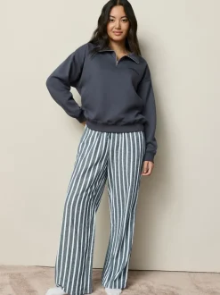 Next Bande marine - Ensemble sweat-shirt à demi-zip et pyjama en flanelle