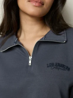 Next Bande marine - Ensemble sweat-shirt à demi-zip et pyjama en flanelle