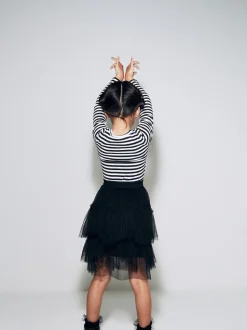 Next - Top côtelé à manches longues (3-16ans) Bande noire/blanche Discount