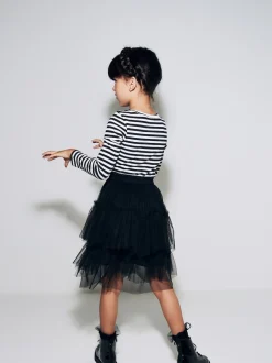 Next - Top côtelé à manches longues (3-16ans) Bande noire/blanche Discount