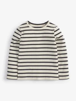 Next Bande noire/blanche - T-shirt à manches longues en coton riche (3mths-7yrs) Clearance