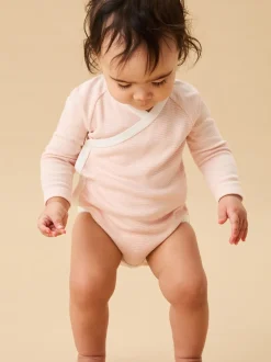 Mori Bande rose - Body à encolure enveloppe à manches longues New