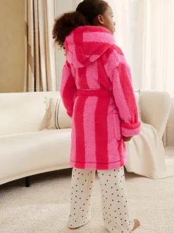 Next Bande rose/rouge - Robe de chambre en polaire Teddy (9mois-16ans) Best