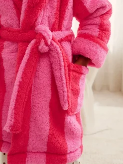 Next Bande rose/rouge - Robe de chambre en polaire Teddy (9mois-16ans) Best