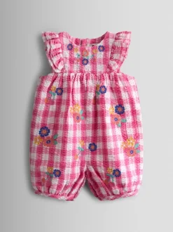 Jojo Maman Bébé Barboteuse brodée à épaules volantées Hot