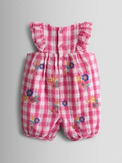 Jojo Maman Bébé Barboteuse brodée à épaules volantées Hot