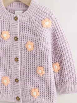Next Bébé violet et abricot à fleurs - Cardigan brodé (0mths-2yrs) New