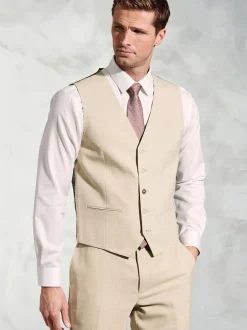 Brook Taverner beige - Gilet de costume en lin Blend mélange Clearance
