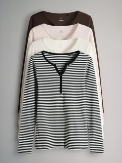 The Set Berry/rayure/rose/blanc - 4 Pack Ribbed Henleys Manches longues T-shirt Best
