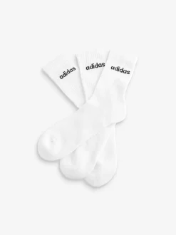 adidas - Linear Crew Cushioned Socks 3 Pack Blanc