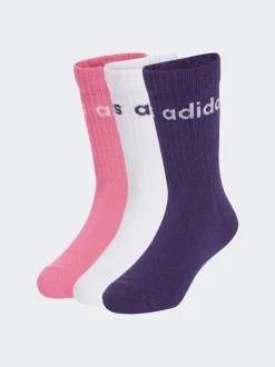 adidas Blanc - Paquet de chaussettes courtes Linear Kids 3 New