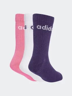 adidas Blanc - Paquet de chaussettes courtes Linear Kids 3 New